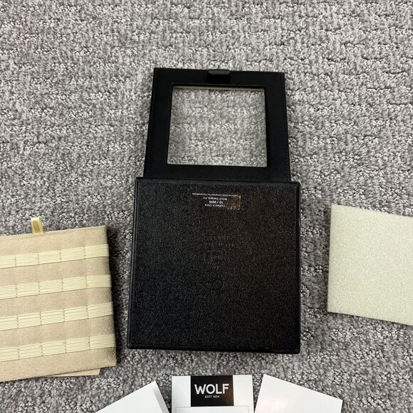 WOLF Jewelry Box Organizer Ring Earring Case LusterLoc Black Travel Case - Picture 6 of 13